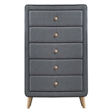 Light Grey Upholstered 5-drawer Chest B062P186552