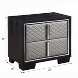 Silver and Black 2-Drawer Nightstand B062P209013