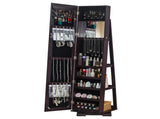 Brown Spray-Painted MDF Rotatable Freestanding Jewelry Mirror Cabinet, Square 70563509