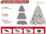 Artificial 8ft Flocked Christmas Tree with 1754 PVC Branch Tips, Pine cone*54pcs, 700L warm white 80378455