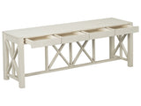 U_Style 60''Acacia Veneer Console with 4 Spacious Drawers, Modern Crisscross Design Entryway N711P289747A
