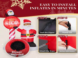 8.2FT Lighted Christmas Inflatable Decoration, Inflatable Black Santa & Road Sign, Funny Blow Up 67084914