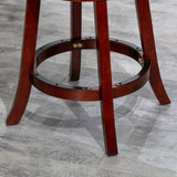 30" Bar Height X-Back Swivel Stool, Stool, Cherry Finish, Charcoal Fabric Seat B04660711