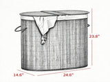 100L Handwoven Laundry Hamper with Lid, Double Laundry Basket with Removable Washable Liner, Brown 33110528