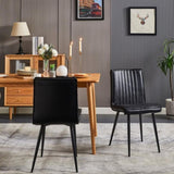 ZNTS Faux Leather Dining Chairs set of 2, Carbon Seel Metal Frame Leg, Black 61264021