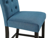 Leviton Solid Wood Tufted Asons Counter Height Stool, Set of 2, Blue T2574P165114
