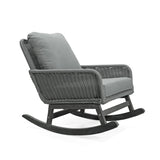 ZNTS Contemporary Minimalist Gray Wicker Rocking Chair with Soft Polyester Cushions and Durable Wooden N767P229004G