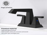2-Handle Bathroom Sink Faucet Matte Black 4 Inches Centerset 3 Hole with Pop Up Drain & Supply 06693792