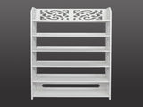 Wood-plastic Board Six Tiers Carved Shoe Rack White B 86980088