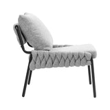 ZNTS Modern Accent Lounge Chair with Braided Upholstery and Metal Frame, Comfortable Armchair for Living W2215P252346