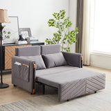 MH 54" Modern Convertible Sofa Bed with 2 Detachable Arm Pockets, Velvet Loveseat Multi-position W1193P254887