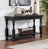 ZNTS Rustic Style Antique Black 1pc SOFA TABLE Open Bottom Shelf Plank Style Table Top Living Room B011P214575