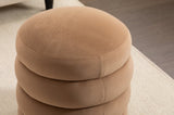 006-Soft Velvet Round Ottoman Footrest Stool,Coffee W527121862