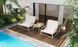 TREXM Outdoor Chaise Chairs Set of 3, Patio Chaise Chair with Acacia Side Table, Pool N715P237243K