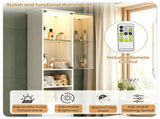 White Freestanding Bathroom Tall Storage Cabinet with Dimmable LED Light & Remote Control, Narrow 45263480