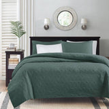 3 Piece Reversible Bedspread Set Balsam Green Queen B035P266673