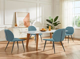 Green Leather Dining Chair with Metal Legs, Shell Shape Upholstered Chair Set of 6 for Kitchen, T3967P409151