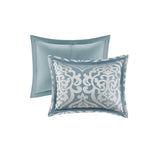 8 Piece Jacquard Comforter Set Aqua/Silver Cal King B035128884
