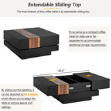 ON-TREND 31.4'' x 31.4'' Square Coffee Table with Sliding Tabletop, High Gloss Center Table with N721P180696B