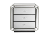 Champagne Gold Mirror Three Drawn Cabinet,Modern End Side, Mirrored Nightstand, Mirrored Side W1005P562320