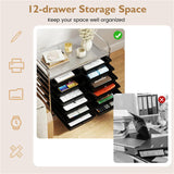 12-Drawer Rolling Storage Cart - 2-Row 10-Storey, Multicolor Drawers, 4 Wheels , -Black 46116279