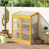 ZNTS Greenhouse Wooden Cold Frame, Mini for Outdoor, Polycarbonate Garden W1850P236449