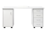 Double Edged Manicure Nail Table with Drawer White 93233881