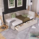 ZNTS Upholstered Daybed with 2 Storage Drawers Twin Size Sofa Bed Frame No Box Spring Needed, Linen WF299017AAA