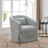 ZNTS 360-degree Swivel Accent Armchair Linen Blend Orange LIGHT GREEN W676P143119