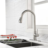 ZNTS Single Handle High Arc Pull Out Kitchen Faucet,Single Level Stainless Steel Kitchen Sink Faucets 57490800