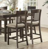 Dark Brown Finish Counter Height Chairs 2pc Set Vertical Slat-Back Design Lenin-like Fabric Padded B01151375