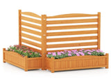 2-Panel No-Dig Fir Wood Privacy Fence with Planter Boxes, AC Unit/Trash Can Screen for Outdoor Patio 53007603