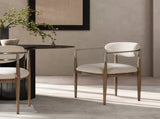 Artemis Mixed Material Upholstered Dining Arm Chair, Warm White Chenille B2719P269267