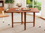 Space-Saving Round Corner Dining Table, Seats 2-4 Natural Wood Tone Foldable Kitchen Table-Walnut 15950201