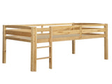 Twin Wood Loft Bed Low Loft Beds with Ladder,Twin,Walnut N708P340482D