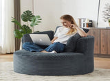 Compressible Corduroy Round Chair with Cushioned Backrest - Modern Comfort Seating for Living W2339P323614