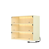 Off white LED light shoe box three layers with glass doors W1320P183134