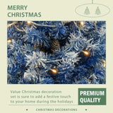 Pre-lit Xmas Tree Artificial Christmas 4-Piece Set,Garland, Wreath and Set of 2 Entrance Trees X-mas PX307761AAC
