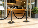 6-Piece Stainless Steel Stanchion Set with 4 Black Velvet Ropes, Crowd Control Barrier for Theater, 19533536