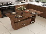 Multi-Functional Folding Table with Storage Shelves and Wheels, 47 Inch Foldable Dining Table for W2700P437587