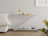 Bar Cart, Bakers Rack,Home Serving Bar Cart With Lockable Wheels, Wine Rolling Cart ,Tempered Glass 36923476
