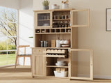 Farmhouse 35.4x17.7x74.8inch Freestanding Buffet with Hutch, Tall N717P327043N