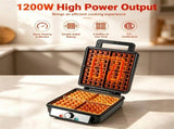 1200W 4-Slice Belgian Waffle Maker, Double-Sided Heating Waffle Iron with 320-410 Adjustable 29947268