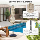 3-Piece Patio Picnic Set - 7.5ft Crank Tilt Umbrella, Heavy-Duty Resin Base, Adjustable Legs, 98362226
