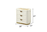 La Pierre Modern Style 3-Drawer Night stand Made with Wood and Gold Accents in Beige B009P270815