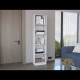Home Xs Bookcase with 5-Tier Shelves and Slim Design -White -Office B200137829
