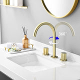 Two Handles Widespread 8 Inch Bathroom Faucet, Brushed Golden W122458163
