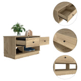 Hamilton Storage Bench, Two Open Shelves, Two Drawers -Light Oak B20091911