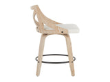 Charlotte Farmhouse Counter Stool in White Washed Wood and Cream Fabric by LumiSource - Set of 2 B202P221816