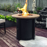 30inch Round Fire Pit Table Propane Fire Table with Lava Rocks W853P194144